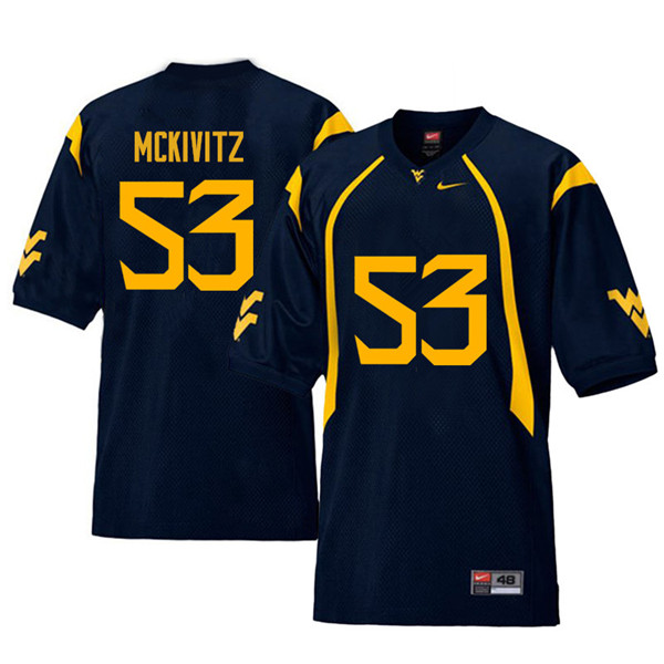 Men #53 Colton McKivitz West Virginia Mountaineers Retro College Football Jerseys Sale-Navy